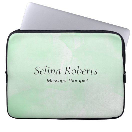 Custom name green watercolor laptopschutzhülle (Vorderseite)