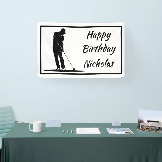 Custom Name Greeting Golf Golfer Player Banner (Messe)