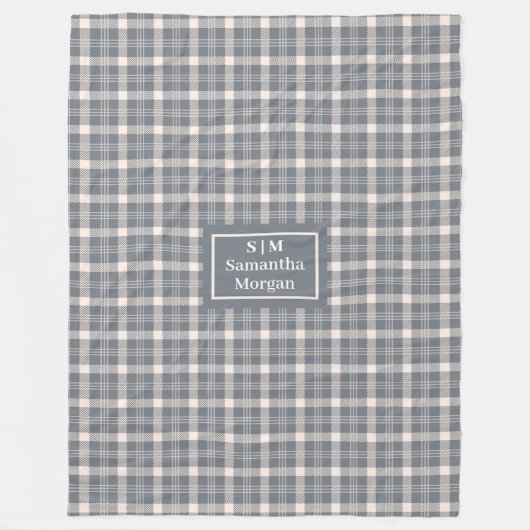 Custom Name Grey Blanket Chic Minimalist Style Fleecedecke (Vorderseite)