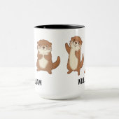 Custom Name Hand Drawn Cute Otters Coffee Tasse (Zentrum)