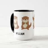 Custom Name Hand Drawn Cute Otters Coffee Tasse (Vorderseite Links)