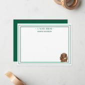 Custom Name Hand Drawn Dachshund Martini Flat Mitteilungskarte (Vorderseite/Rückseite Beispiel)