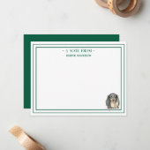 Custom Name Hand Drawn Dachshund Reading Mitteilungskarte (Vorderseite/Rückseite Beispiel)
