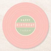 Custom Name Happy Birthday Drink Runder Pappuntersetzer (Vorderseite)