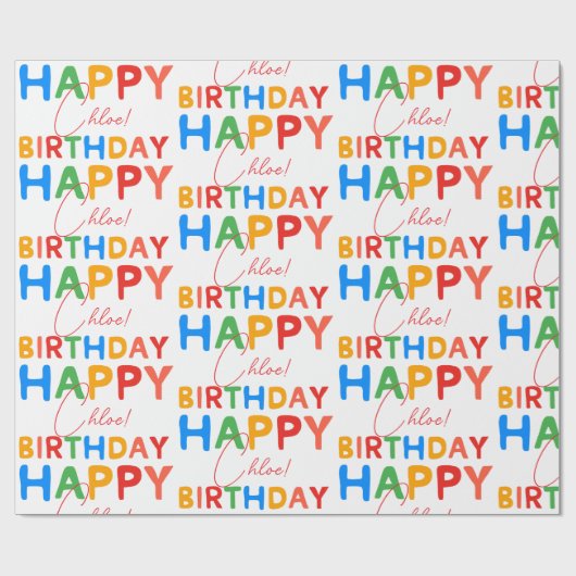 Custom Name Happy Birthday  Geschenkpapier (Flach)
