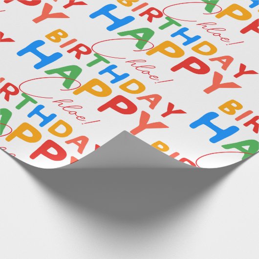 Custom Name Happy Birthday  Geschenkpapier (Ecke)