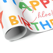 Custom Name Happy Birthday  Geschenkpapier (Rolleneckpunkt)