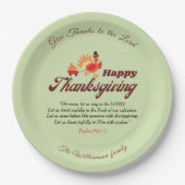 Custom Name | Happy Thanksgiving with Bible Verse Pappteller (Vorderseite)