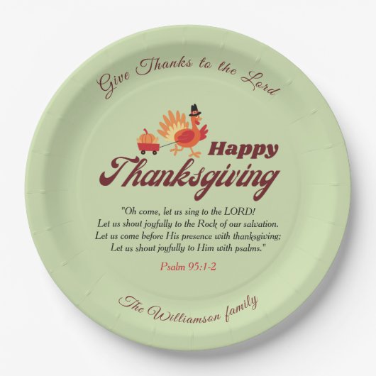 Custom Name | Happy Thanksgiving with Bible Verse Pappteller (Vorderseite)