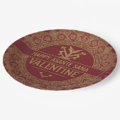 Custom Name Happy Valentine's Day: Red & Gold Lux  Pappteller (Schrägansicht)