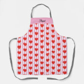 Custom Name Heart Valentine Pattern All Over Apron Schürze (Vorderseite)