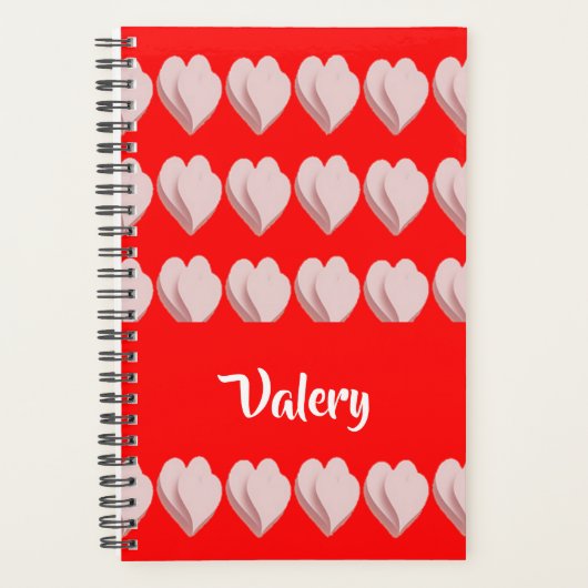 Custom name hearts pattern red planer (Vorderseite)