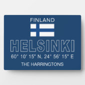 Custom Name Helsinki Coordinates Fotoplatte (Vorderseite)