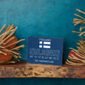 Custom Name Helsinki Coordinates Fotoplatte (Seite)