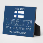 Custom Name Helsinki Coordinates Fotoplatte (Seite)