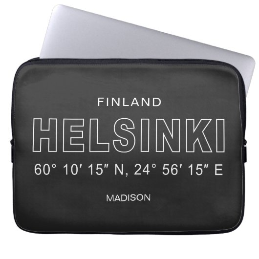 Custom Name Helsinki Coordinates Laptopschutzhülle (Vorderseite)