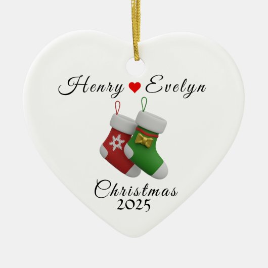Custom Name Holiday Gift for Couples |  Keramik Ornament (Vorne)