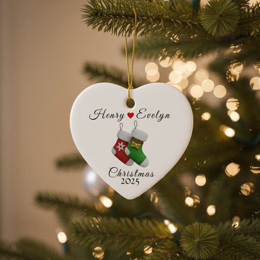 Custom Name Holiday Gift for Couples |  Keramik Ornament
