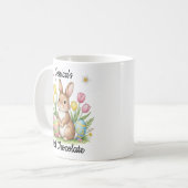 Custom Name Hot Chocolate Preppy Easter Bunny Kaffeetasse (Vorderseite Links)