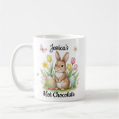 Custom Name Hot Chocolate Preppy Easter Bunny Kaffeetasse (Links)