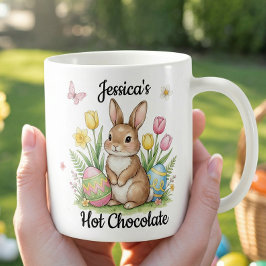 Custom Name Hot Chocolate Preppy Easter Bunny Kaffeetasse