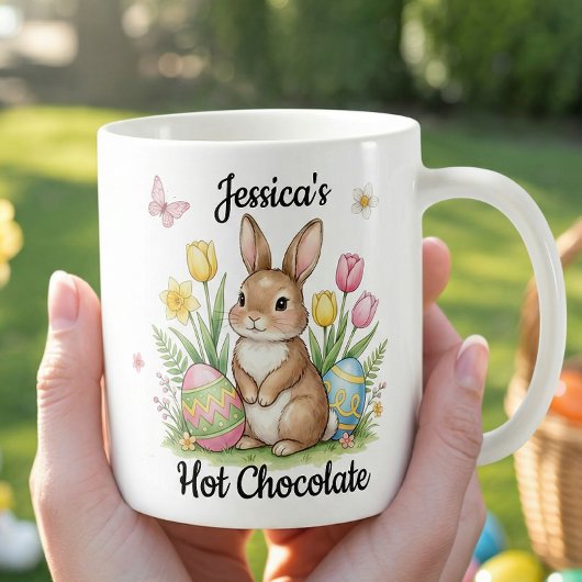 Custom Name Hot Chocolate Preppy Easter Bunny Kaffeetasse