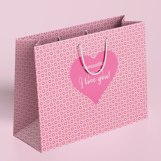 Custom Name I Love You Valentine Hearts Gift Bag Große Geschenktüte