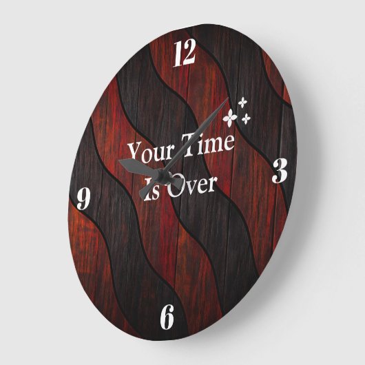 Custom Name in Wood Texture Wall Clock Große Wanduhr (Winkel)