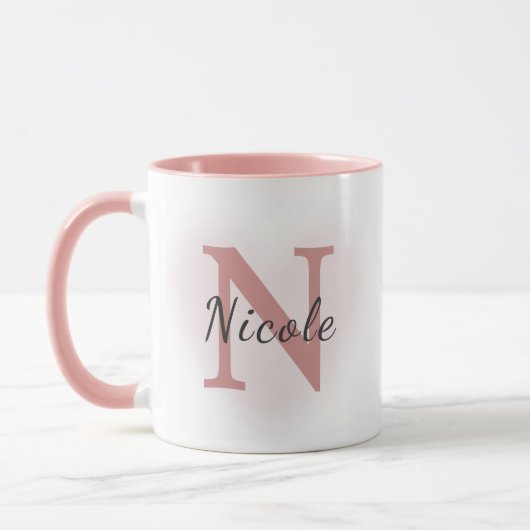 Custom Name &Initial Elegant Dusty Rose Pink Mug   Tasse (Links)