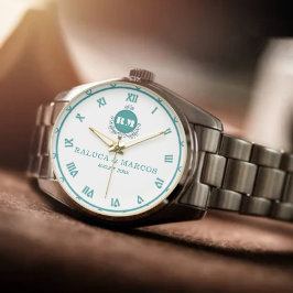 Custom Name & Initials Vintage Style Couple’s  Armbanduhr