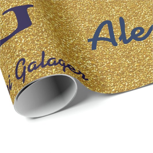 custom name & initials wrapppaper - gold geschenkpapier (Rolleneckpunkt)