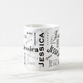 Custom Name Jessica Black White Coffee Mug Kaffeetasse (Mittel)