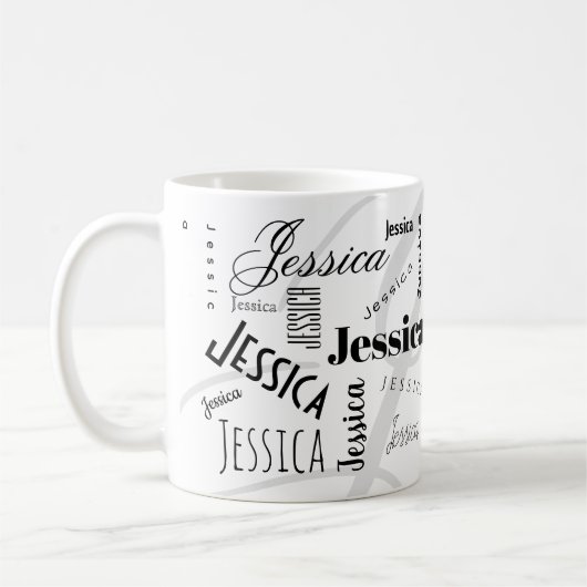 Custom Name Jessica Black White Coffee Mug Kaffeetasse (Links)