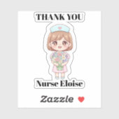 Custom Name Kawaii Nurse Sticker (Blatt)