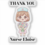 Custom Name Kawaii Nurse Sticker (Vorderseite)