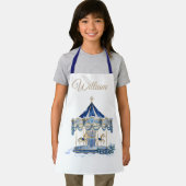 Custom Name Kids Apron | Blue Glitter Carousel  Schürze (Insitu)