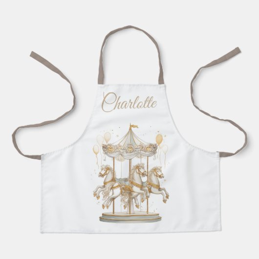 Custom Name Kids Apron | Carousel Magic Schürze (Vorderseite)