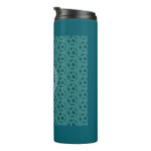 Custom Name Kids Soccer Ball Blue Thermosbecher (Nach rechts gedreht)