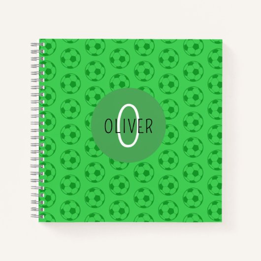 Custom Name Kids Soccer Ball Green Boys School Notizblock (Vorderseite)