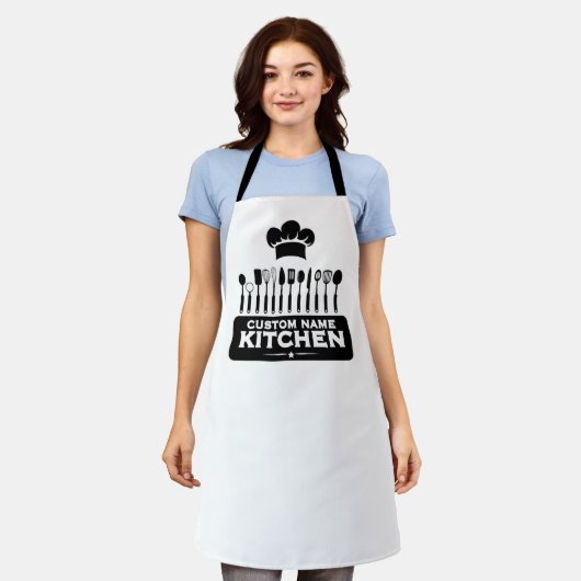 Custom Name Kitchen Chef Design Apron Schürze (Getragen)