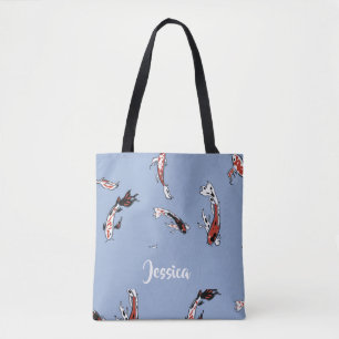 Custom name koi fish blue tasche