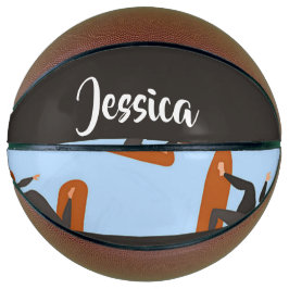 Custom name lady surfing the waves basketball