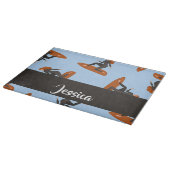 Custom name lady surfing the waves schneidebrett (Ecke)