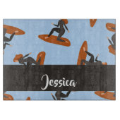 Custom name lady surfing the waves schneidebrett (Vorderseite)