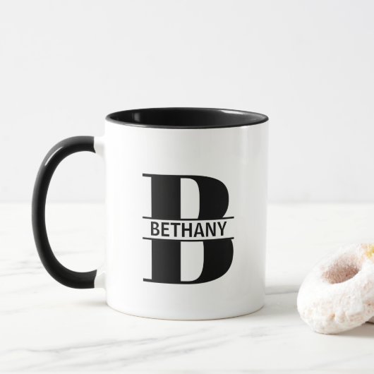 Custom Name Letter 'B' Mug Tasse (Mit Donut)