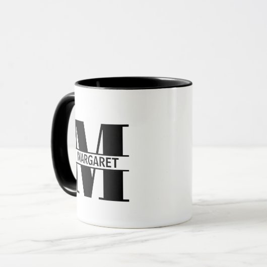 Custom Name Letter 'M' Mug Tasse (Vorderseite Links)