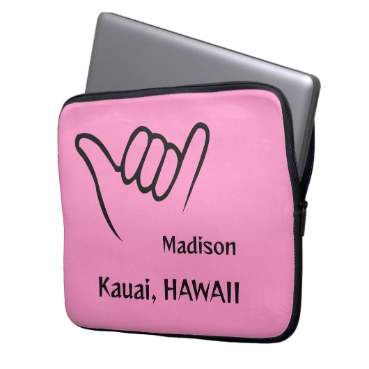 Custom Name, Location & Color Shaka Laptopschutzhülle (Vorderseite Links)