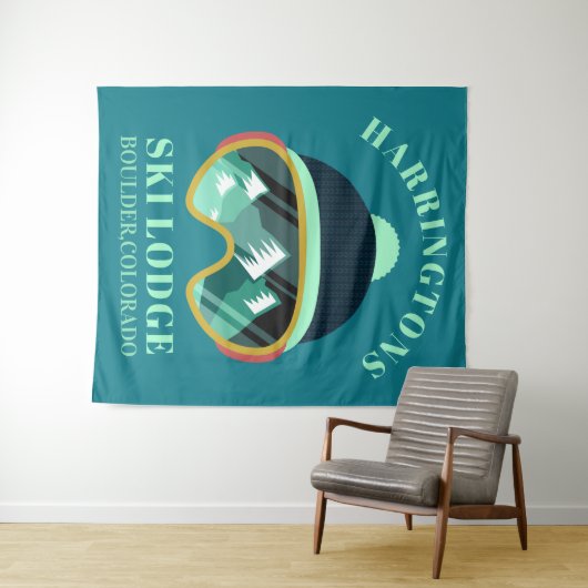 Custom Name & Location Ski Mask Wandteppich (Beispiel (Horizontal))