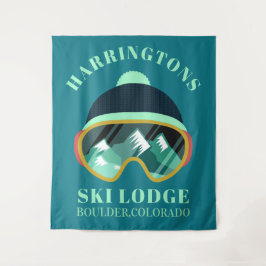 Custom Name & Location Ski Mask Wandteppich