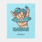 Custom Name & Location Surf Shaka Fleecedecke (Vorderseite)